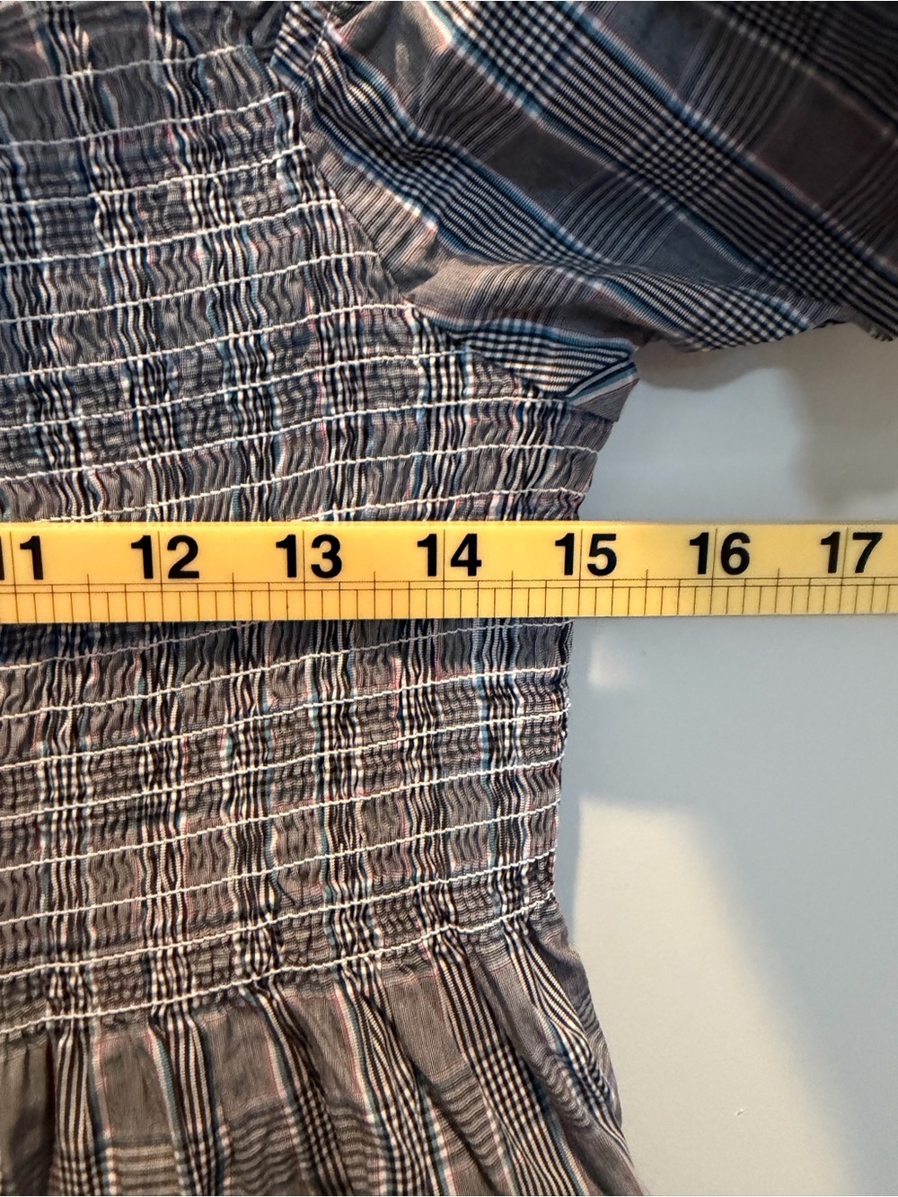 Hill House Gray-Blue Plaid Smocked Mini Dress - Picture 4 of 6